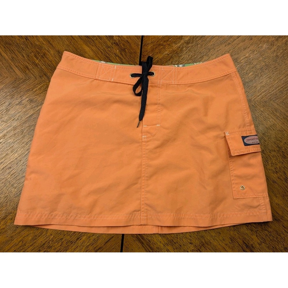 VIneyard Vines Women Peach Board Skirt Hook And Loop Tie Waist Dry Size 4 Pocket